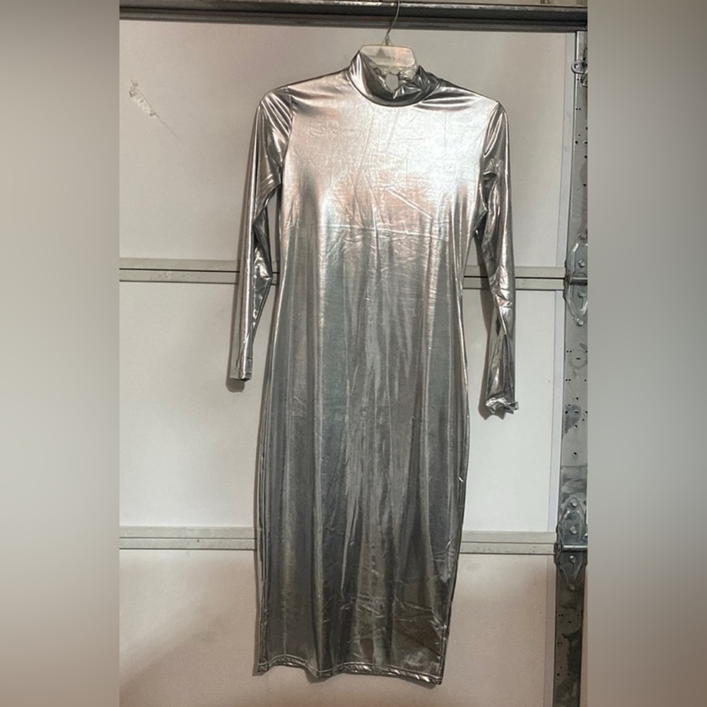 Faux leather silver dress